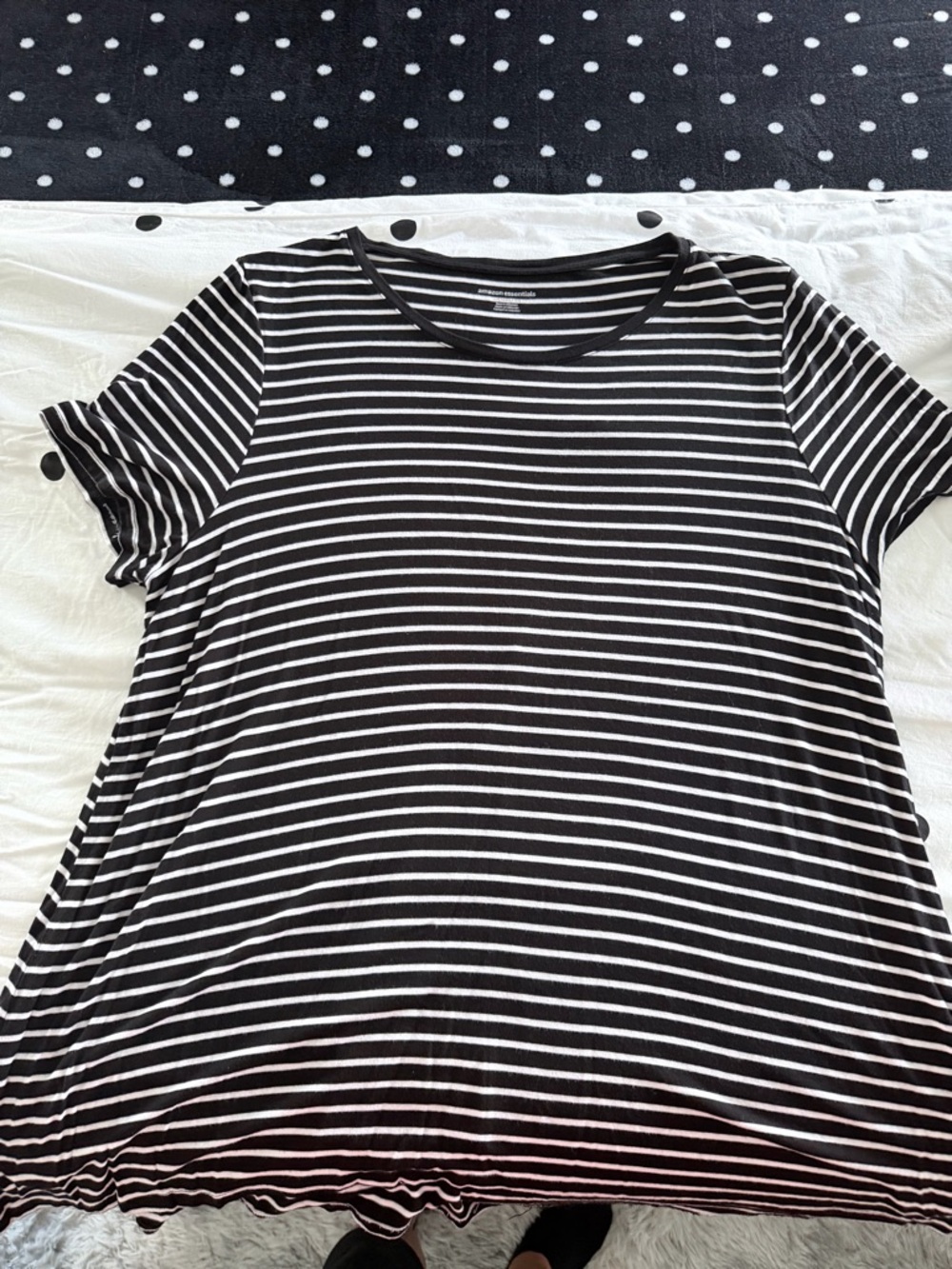 Amazon Essentials Black and White Striped Short Sleeve Tunic